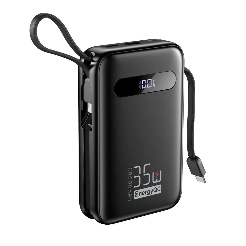 Pin dự phòng 20.000mAh EnergyQC, sạc nhanh 35w cho iPhone 17 , liền 2 dây sạc C & L - Ảnh 3