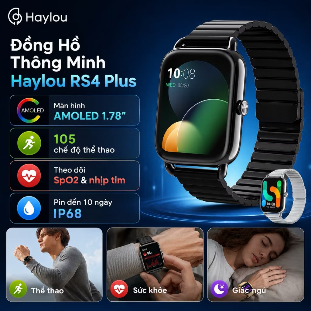 Đồng Hồ Thông Minh Xiaomi HAYLOU RS4 Plus - Phiên Bản quốc tế,