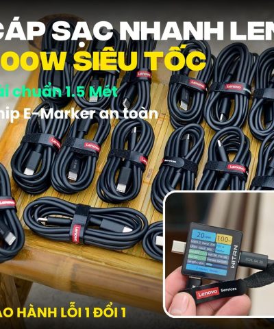 Cáp sạc nhanh Type C to Type C Lenovo 100W - Dài 1.5m (Chip E-Marker)