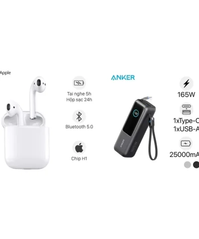 Tai nghe Air Pro 2 + Pin Anker 25000mAh